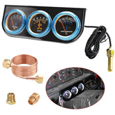Mechanical 2'' 52mm Chrome Triple Gauge Set Water Temp Oil Pressure AMP Meter